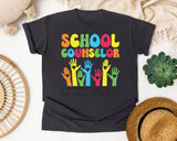 School Counselor Hands Full Heart Bright in Graphite Comfort Colors 1717 tee
