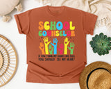 School Counselor Hands Full Heart Bright in Yam Comfort Colors 1717 tee