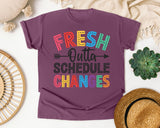 Fresh Outta Schedule Changes in Berry Comfort Colors 1717 tee