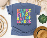 Happy First Day Of School School Psychologist Bright in Blue Jean Comfort Colors 1717 tee