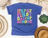 Happy First Day Of School School Psychologist Bright in Flo Blue Comfort Colors 1717 tee