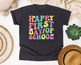 Happy First Day Of School School Psychologist Bright in Graphite Comfort Colors 1717 tee