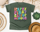 Happy First Day Of School School Psychologist Bright in Moss Comfort Colors 1717 tee
