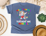 Middle School Teachers Are Magical Unicorn Bright in Blue Jean Comfort Colors 1717 tee