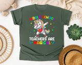 Middle School Teachers Are Magical Unicorn Bright in Moss Comfort Colors 1717 tee