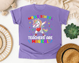 Middle School Teachers Are Magical Unicorn Bright in Violet Comfort Colors 1717 tee