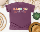 Back To School Pencil Line in Berry Comfort Colors 1717 tee