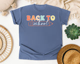 Back To School Pencil Line in Blue Jean Comfort Colors 1717 tee
