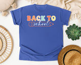 Back To School Pencil Line in Flo Blue Comfort Colors 1717 tee