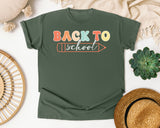 Back To School Pencil Line in Moss Comfort Colors 1717 tee