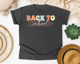 Back To School Pencil Line in Pepper Comfort Colors 1717 tee