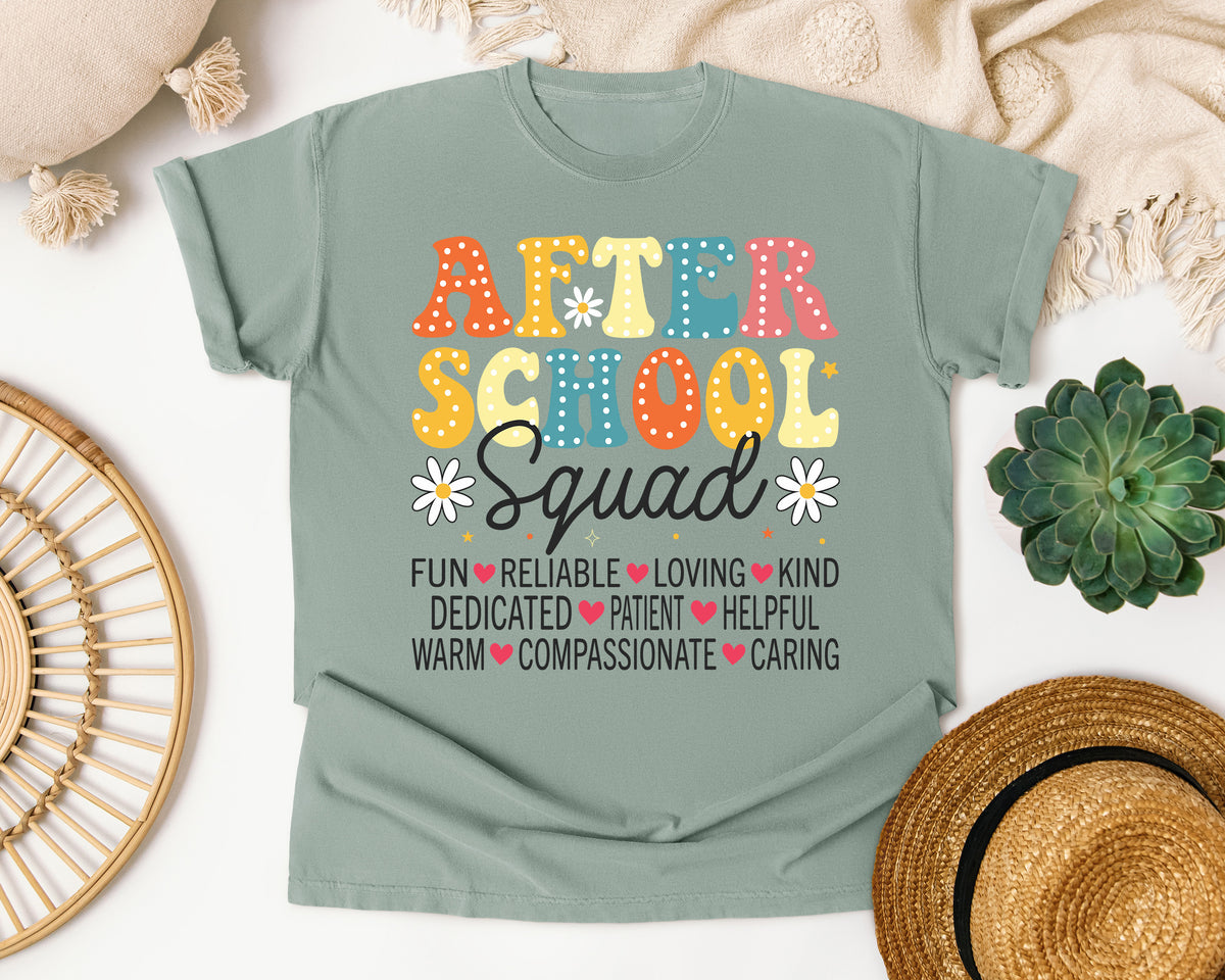 After School Squad Words in Bay Comfort Colors 1717 tee
