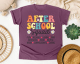 After School Squad Words in Berry Comfort Colors 1717 tee