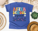 After School Squad Words in Flo Blue Comfort Colors 1717 tee