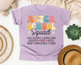 After School Squad Words in Orchid Comfort Colors 1717 tee