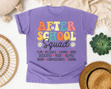 After School Squad Words in Violet Comfort Colors 1717 tee