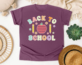 Back To School Apple Pencils Pastel in Berry Comfort Colors 1717 tee