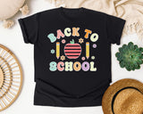Back To School Apple Pencils Pastel in Black Comfort Colors 1717 tee