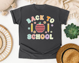 Back To School Apple Pencils Pastel in Pepper Comfort Colors 1717 tee