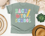 Back To School Apple Pencil Pastel in Bay Comfort Colors 1717 tee