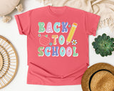 Back To School Apple Pencil Pastel in Watermelon Comfort Colors 1717 tee