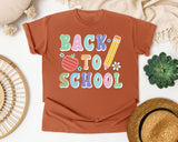 Back To School Apple Pencil Pastel in Yam Comfort Colors 1717 tee