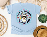 First Day Of School No Probllama in Chambray Comfort Colors 1717 tee