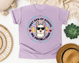 First Day Of School No Probllama in Orchid Comfort Colors 1717 tee