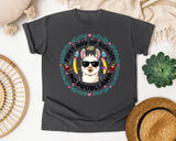 First Day Of School No Probllama in Pepper Comfort Colors 1717 tee
