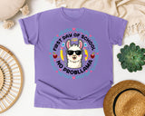First Day Of School No Probllama in Violet Comfort Colors 1717 tee