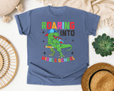 Roaring Into Middle School Dinosaur in Blue Jean Comfort Colors 1717 tee