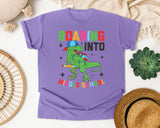 Roaring Into Middle School Dinosaur in Violet Comfort Colors 1717 tee