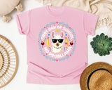 First Day Of School No Probllama Bright in Blossom Comfort Colors 1717 tee