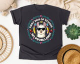 First Day Of School No Probllama Bright in Graphite Comfort Colors 1717 tee