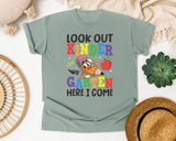 Look Out Kindergarten Here I Come Pencil Bright in Bay Comfort Colors 1717 tee