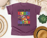 Look Out Kindergarten Here I Come Pencil Bright in Berry Comfort Colors 1717 tee