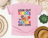 Look Out Kindergarten Here I Come Pencil Bright in Blossom Comfort Colors 1717 tee