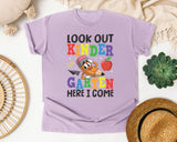 Look Out Kindergarten Here I Come Pencil Bright in Orchid Comfort Colors 1717 tee