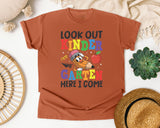Look Out Kindergarten Here I Come Pencil Bright in Yam Comfort Colors 1717 tee