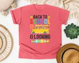 Back To School And Looking Cool Bus Bright in Watermelon Comfort Colors 1717 tee