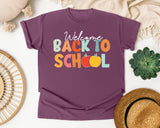 Welcome Back To School Retro Apple in Berry Comfort Colors 1717 tee