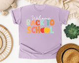 Welcome Back To School Retro Apple in Orchid Comfort Colors 1717 tee