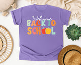 Welcome Back To School Retro Apple in Violet Comfort Colors 1717 tee