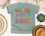 Welcome Back To School Pencil Hearts in Bay Comfort Colors 1717 tee