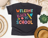 Welcome Back To School Pencil Hearts in Graphite Comfort Colors 1717 tee