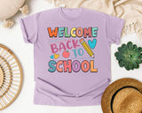 Welcome Back To School Pencil Hearts in Orchid Comfort Colors 1717 tee