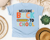 Welcome Back To School Pencil Sun in Chambray Comfort Colors 1717 tee