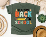 Welcome Back To School Pencil Sun in Moss Comfort Colors 1717 tee