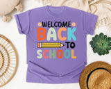 Welcome Back To School Pencil Sun in Violet Comfort Colors 1717 tee