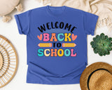 Welcome Back To School Pencils Hearts in Flo Blue Comfort Colors 1717 tee